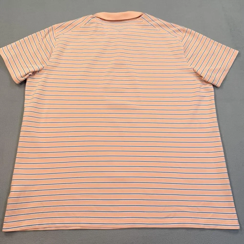 Nike Golf Polo Shirt Mens 2XL Peach Stripe Dri-FIT Stretch Performance Top